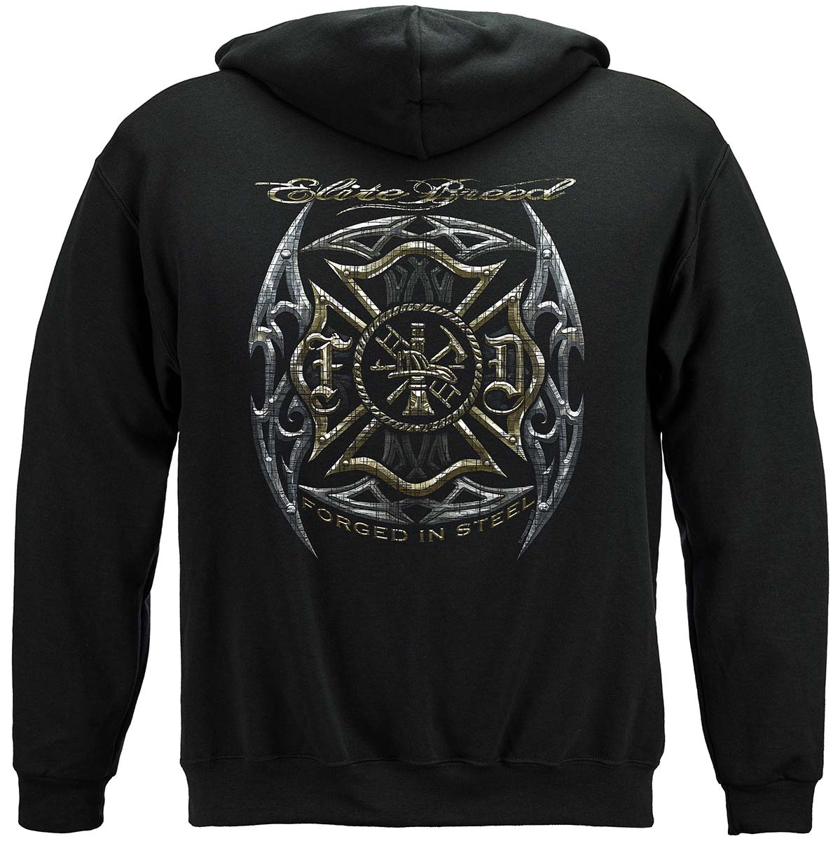Elite Breed Firefighter Blades Silver Foil Hoodie - back view