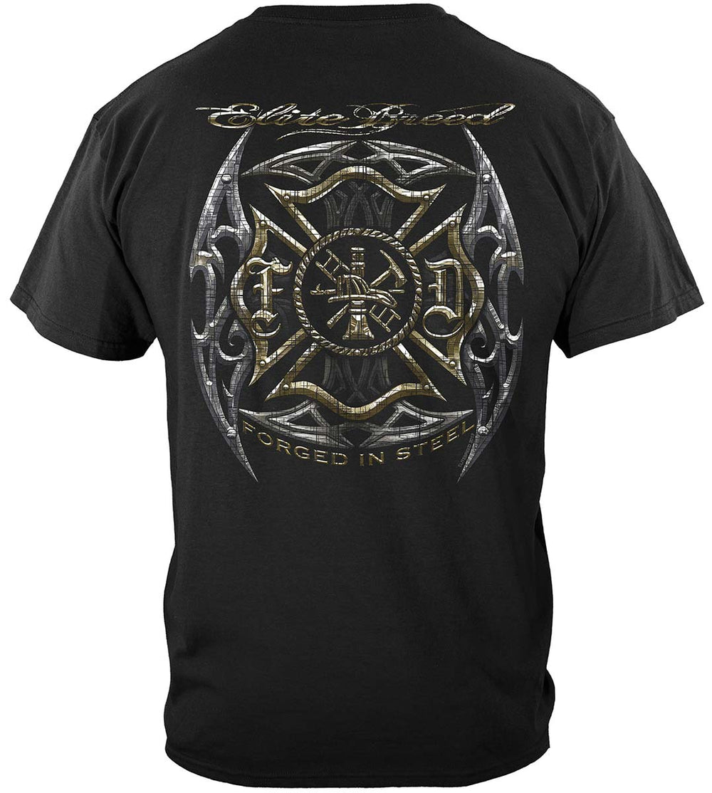 Elite Breed Firefighter Blades Silver Foil T-Shirt - back view