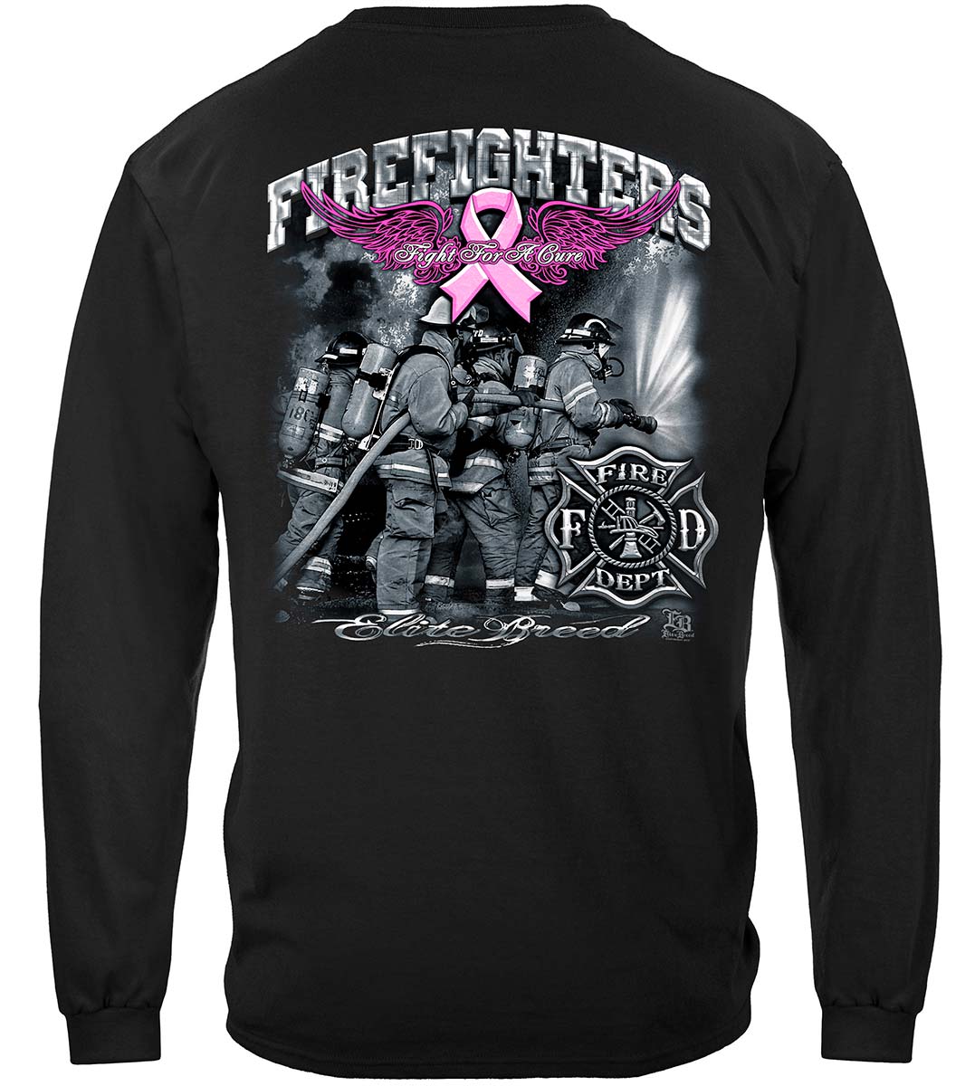 Elite Breed Fight for a Cure Firefighter Long Sleeve Shirt - back view