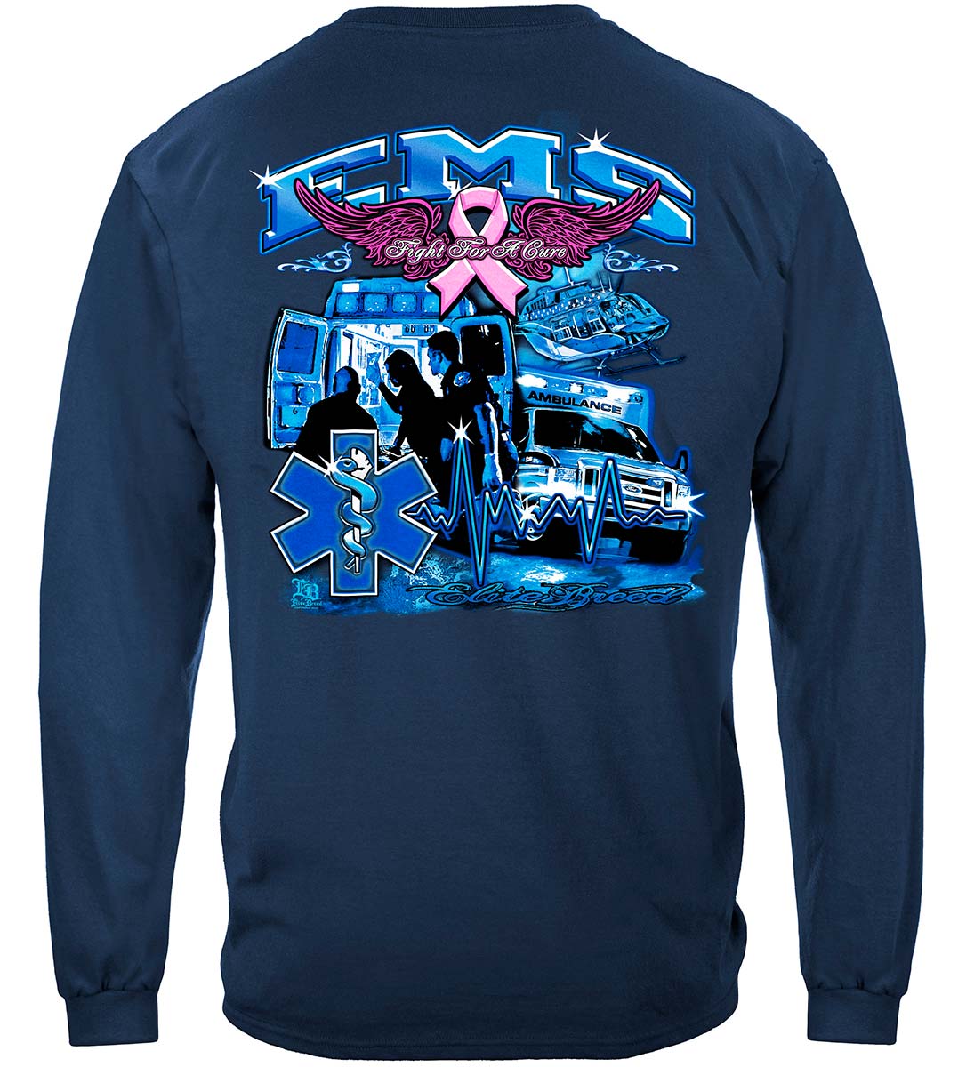 Elite Breed EMS Fight Cancer Long Sleeve Shirt - back view