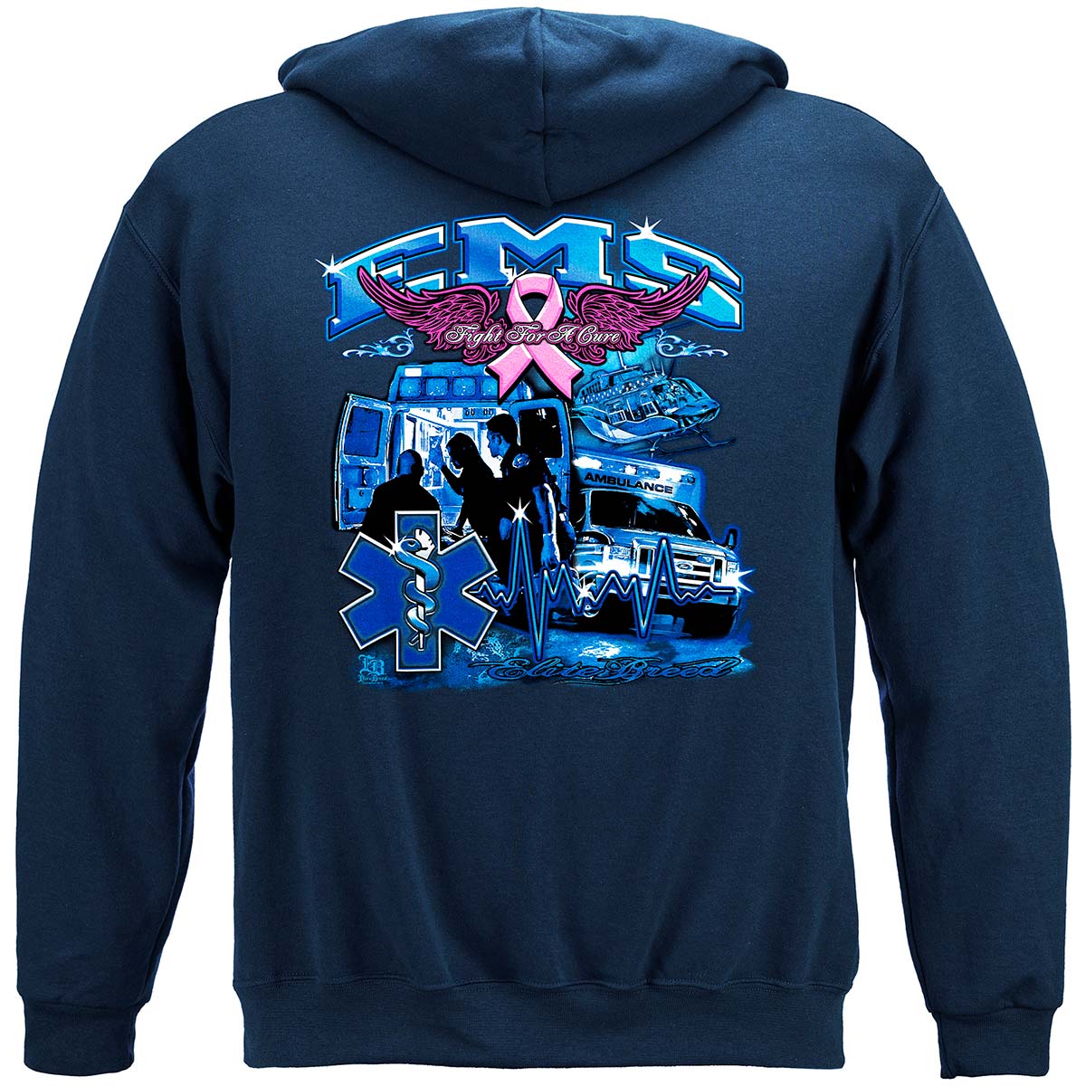 Elite Breed EMS Fight Cancer Hoodie - back view