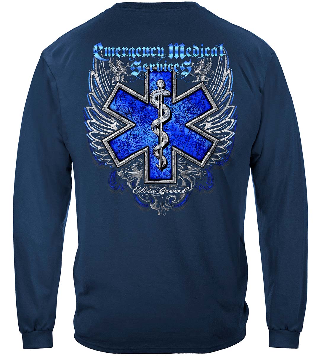 Elite Breed EMS Chrome Wings Silver Foil Long Sleeve Shirt - back view