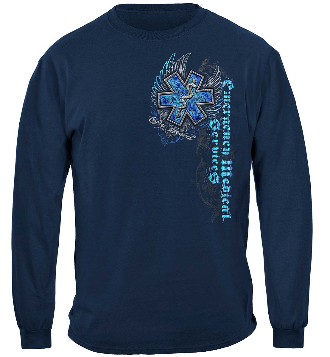 Elite Breed EMS Chrome Wings Silver Foil Long Sleeve Shirt - front view