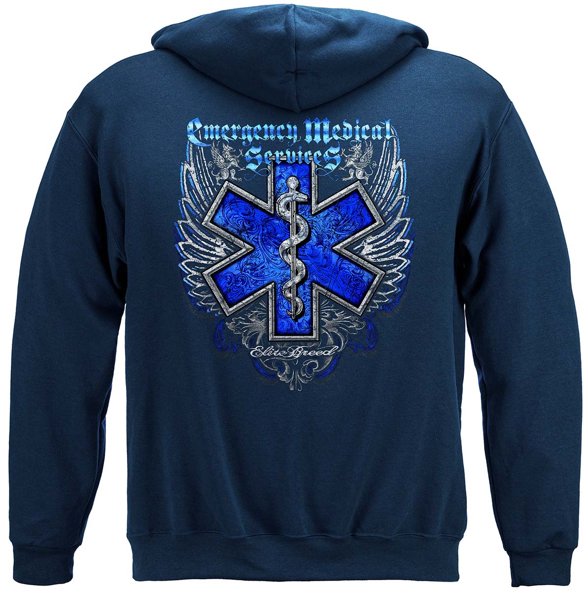 Elite Breed EMS Chrome Wings Silver Foil Hoodie - back view