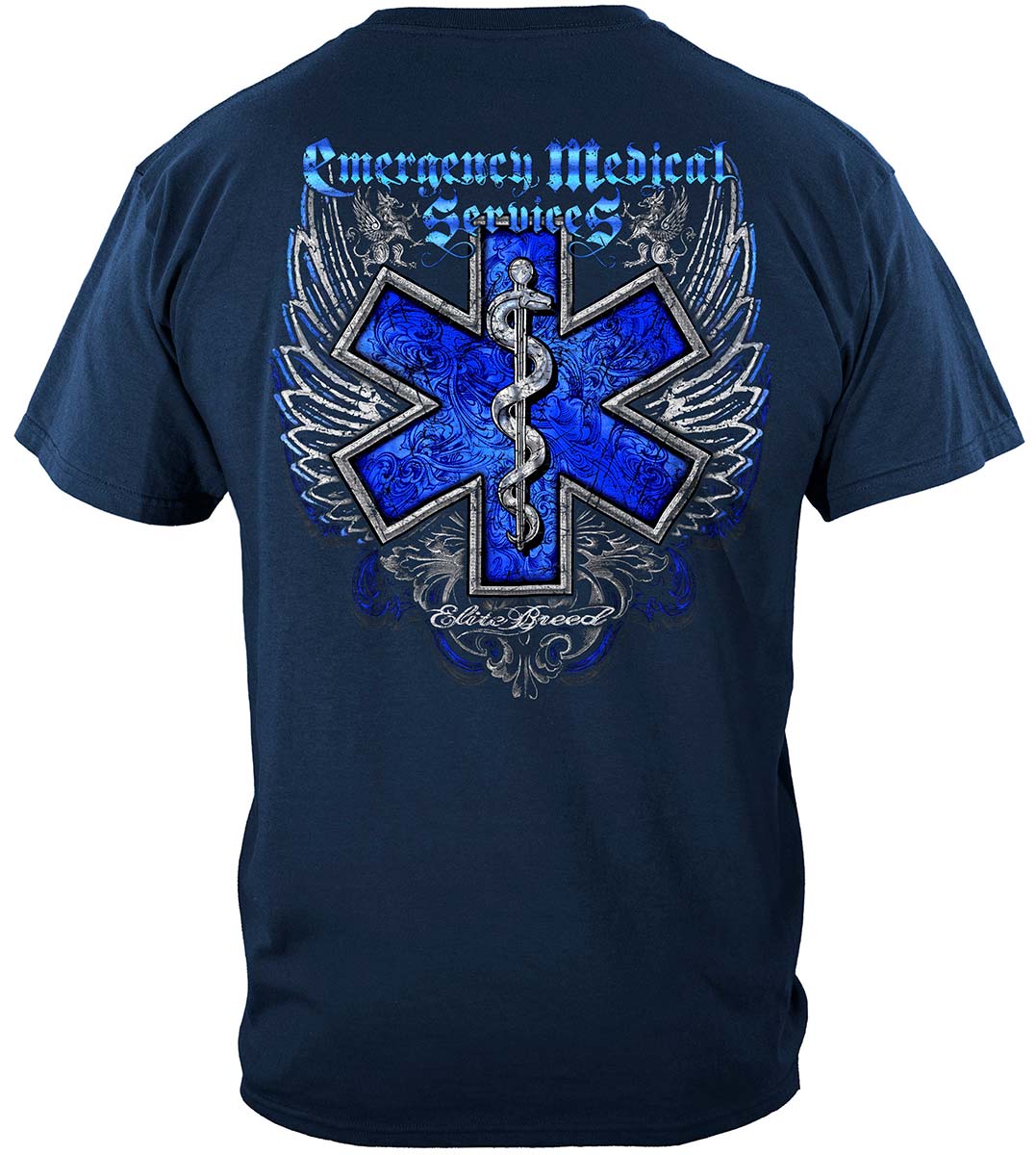 Elite Breed EMS Chrome Wings Silver Foil T-Shirt - back view