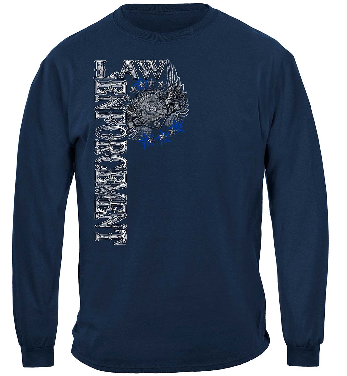 Elite Breed Law Enforcement Chrome Wings Silver Foil Long Sleeve Shirt - front view