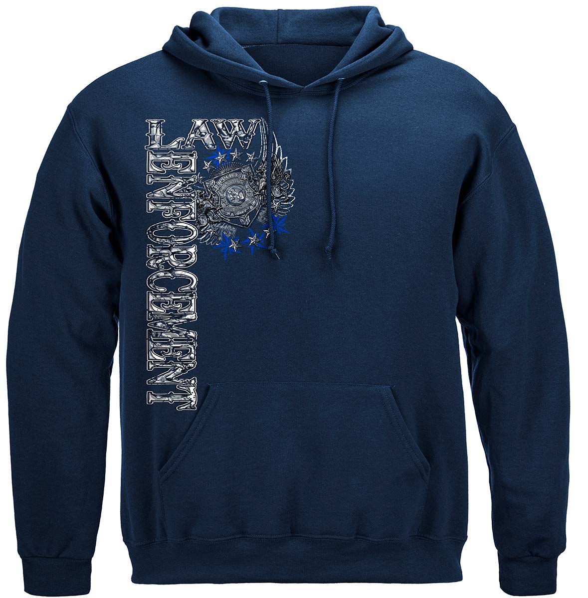 Elite Breed Law Enforcement Chrome Wings Silver Foil Hoodie - front view