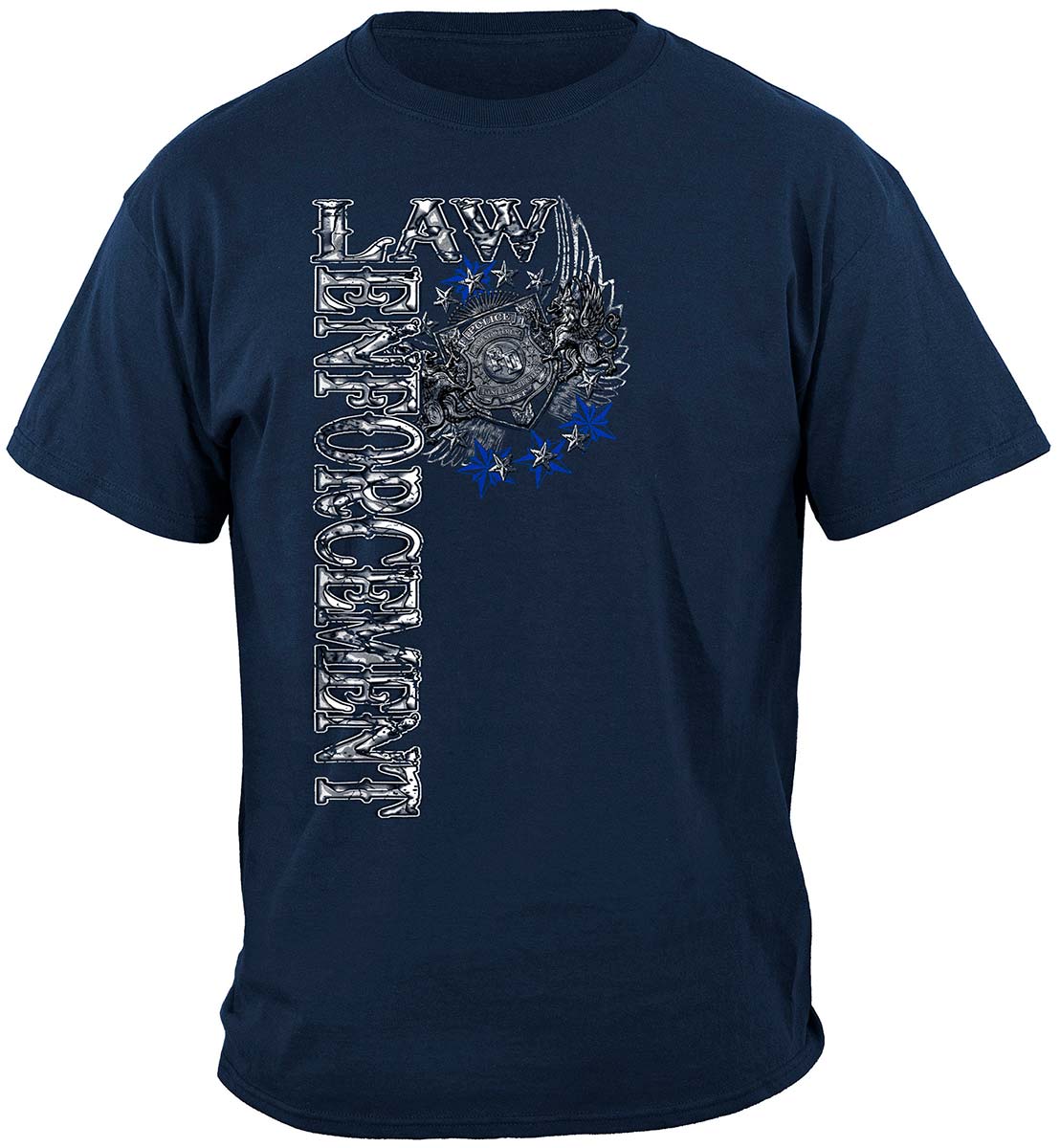 Elite Breed Law Enforcement Chrome Wings Silver Foil T-Shirt - front view