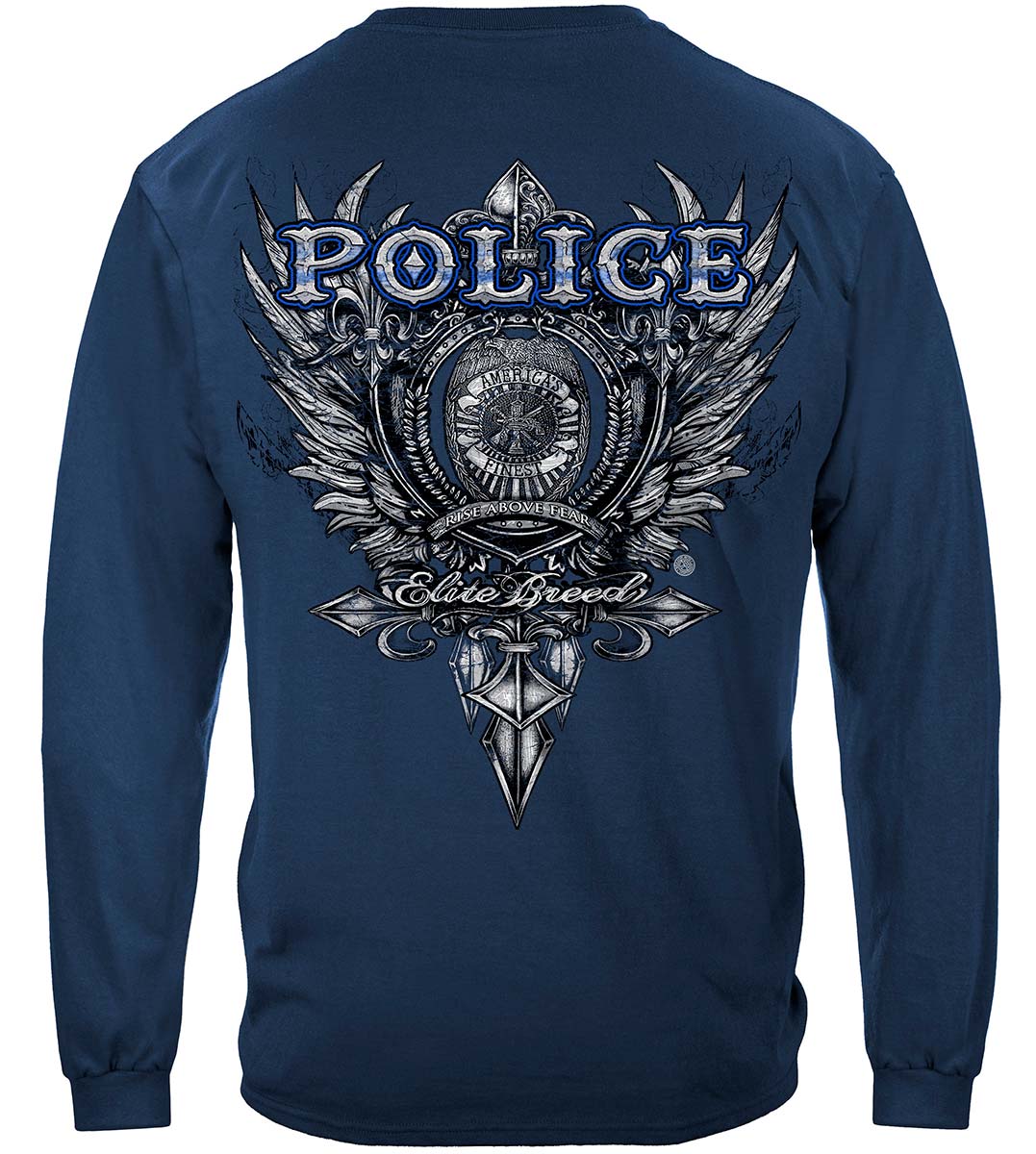 Elite Breed Police Crest Silver Foil Long Sleeve Shirt - back view