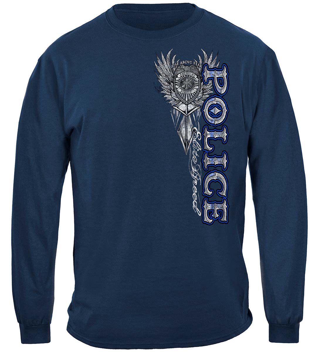 Elite Breed Police Crest Silver Foil Long Sleeve Shirt - front view