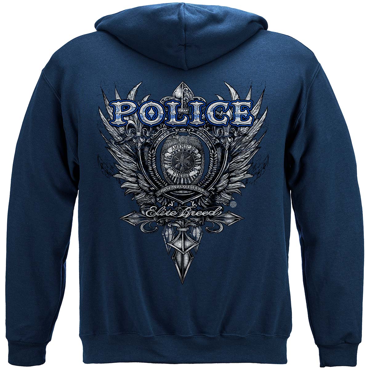 Elite Breed Police Crest Silver Foil Hoodie - back view