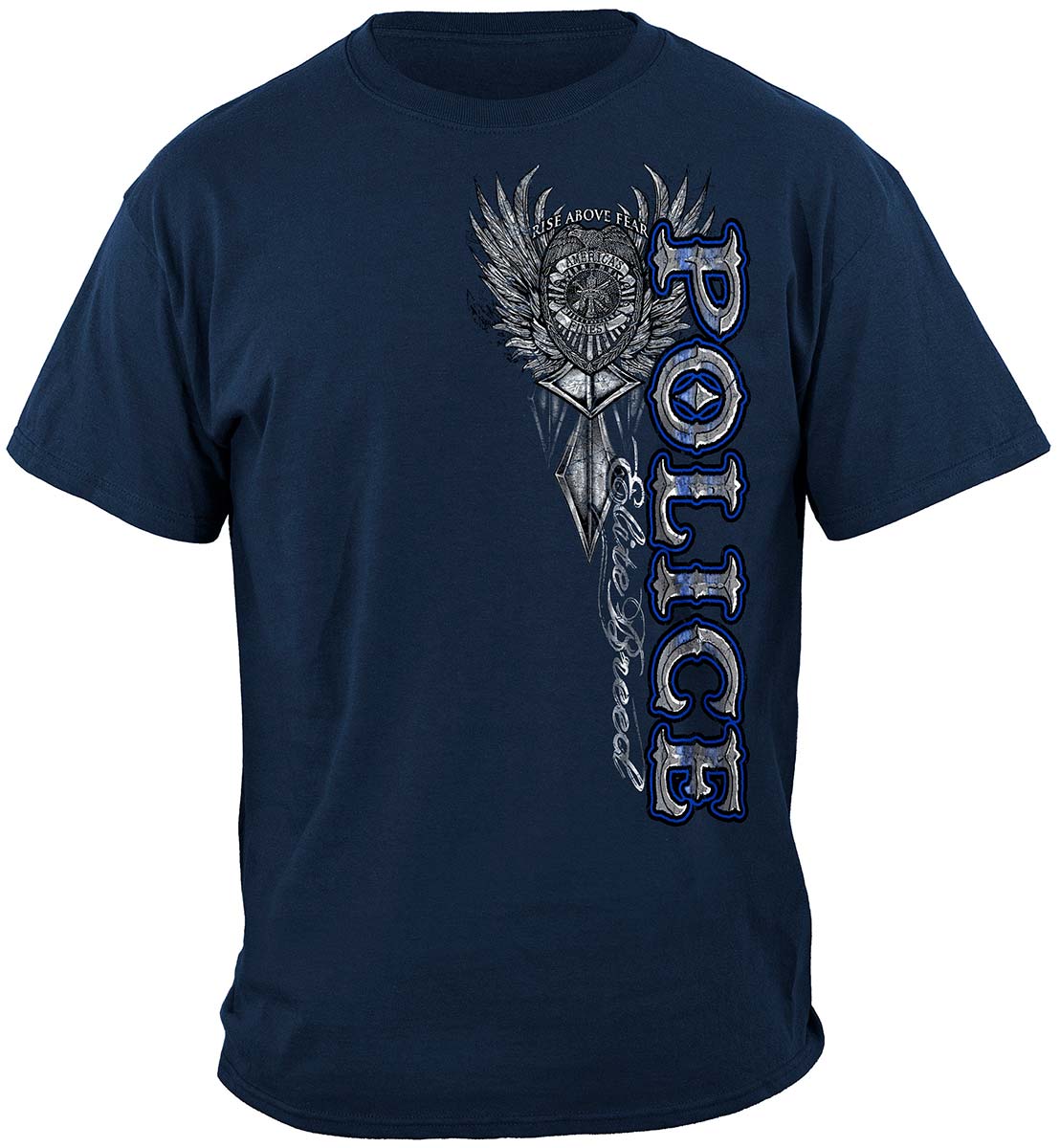 Elite Breed Police Crest Silver Foil T-Shirt - front view