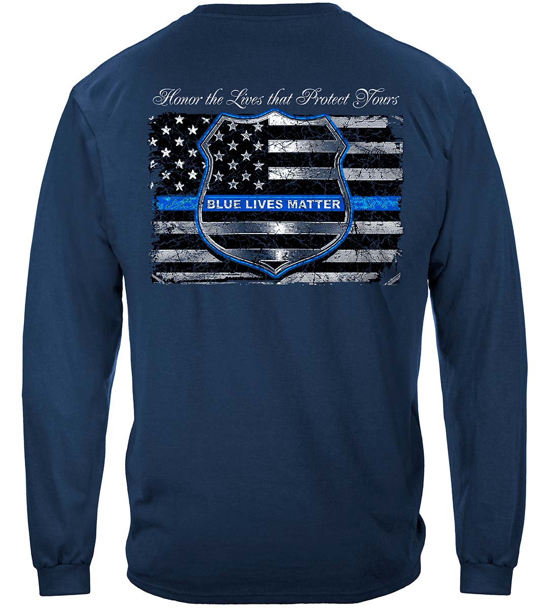 Blue Lives Matter Long Sleeve Shirt - back view