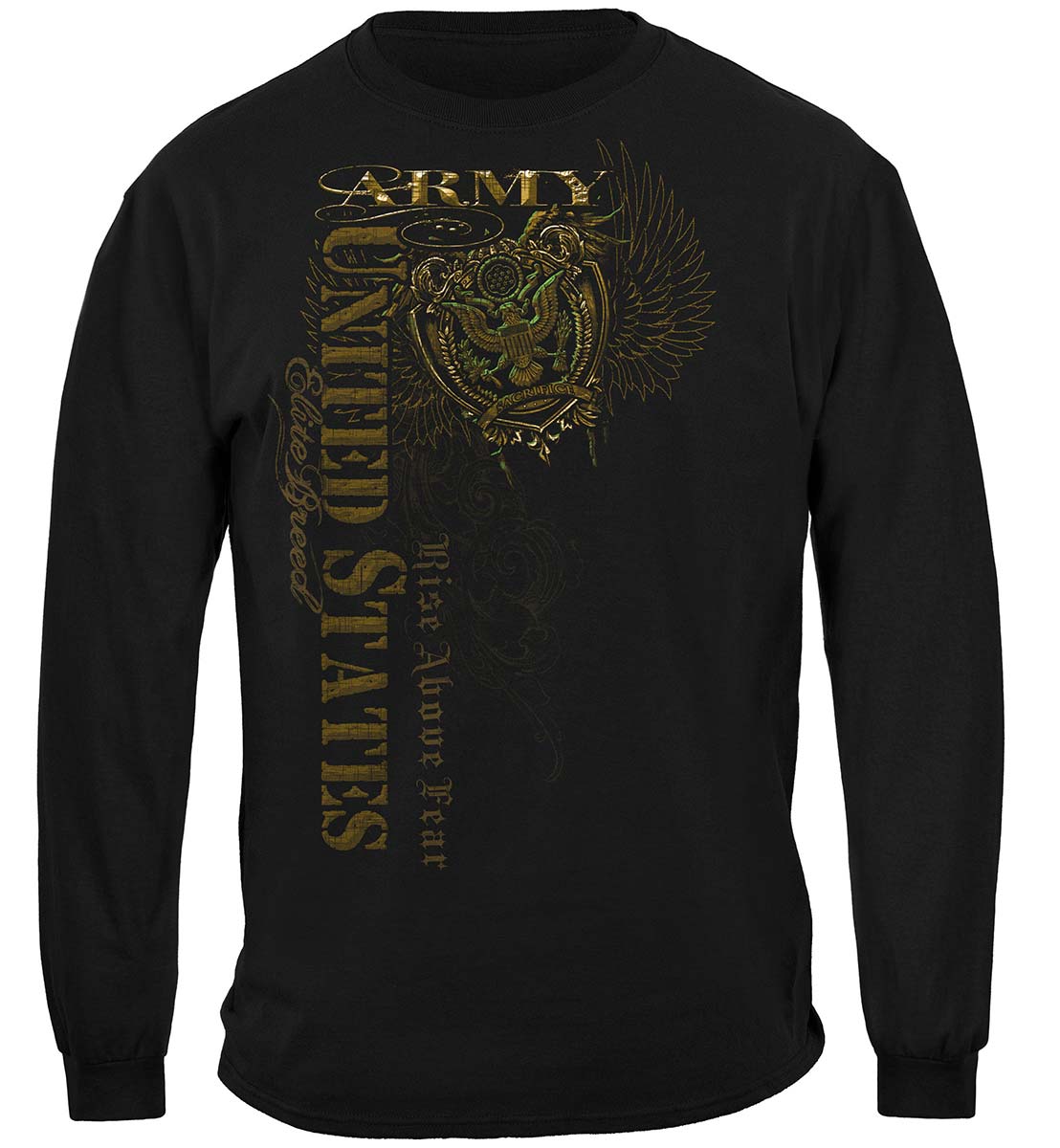Army Crest Elite Breed Rise Above Fear Long Sleeve Shirt - front view