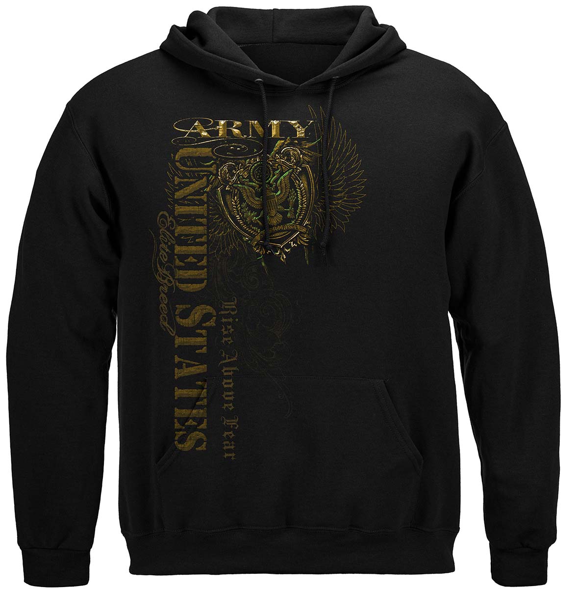 Army Crest Elite Breed Rise Above Fear Hoodie - front view