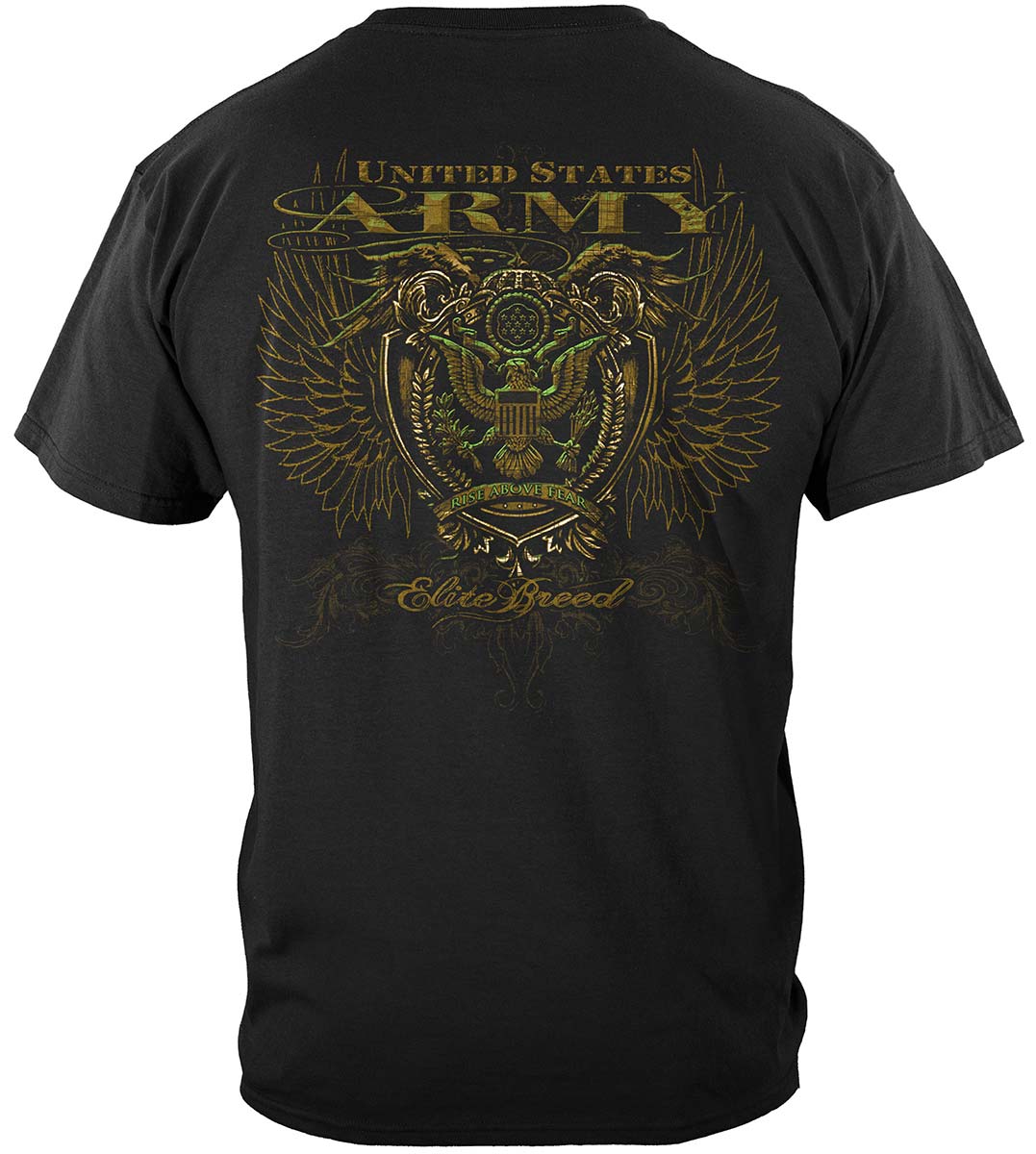Army Crest Elite Breed Rise Above Fear T-Shirt - back view