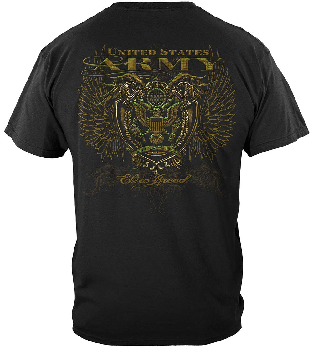 Army Crest Elite Breed Rise Above Fear T-Shirt - back view