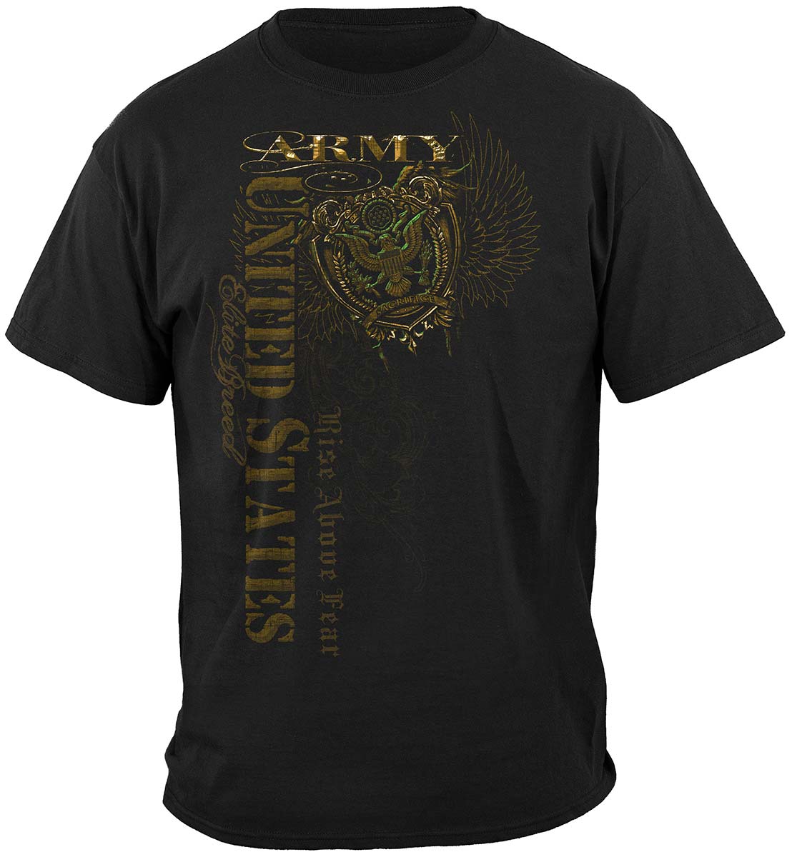 Army Crest Elite Breed Rise Above Fear T-Shirt - front view