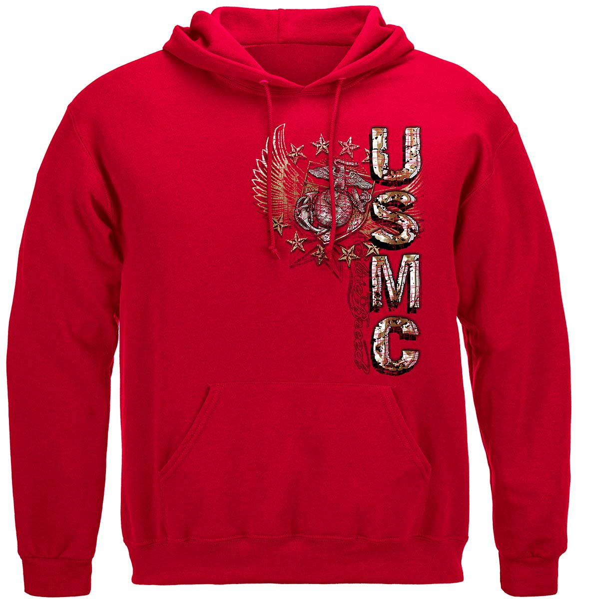 USMC Pride Duty Honor Stars Silver Foil Hoodie - front view