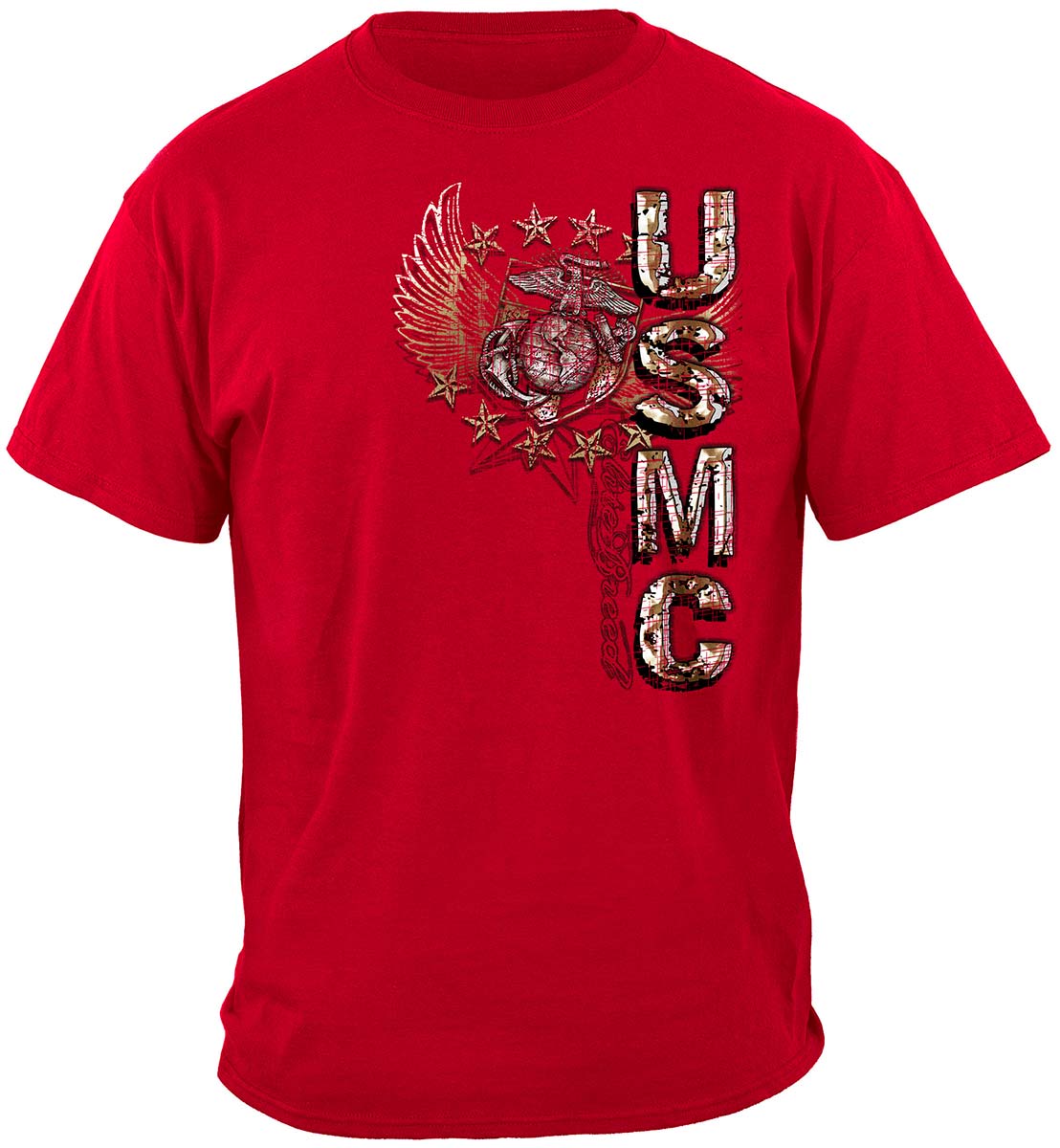 USMC Pride Duty Honor Stars Silver Foil T-Shirt - front view