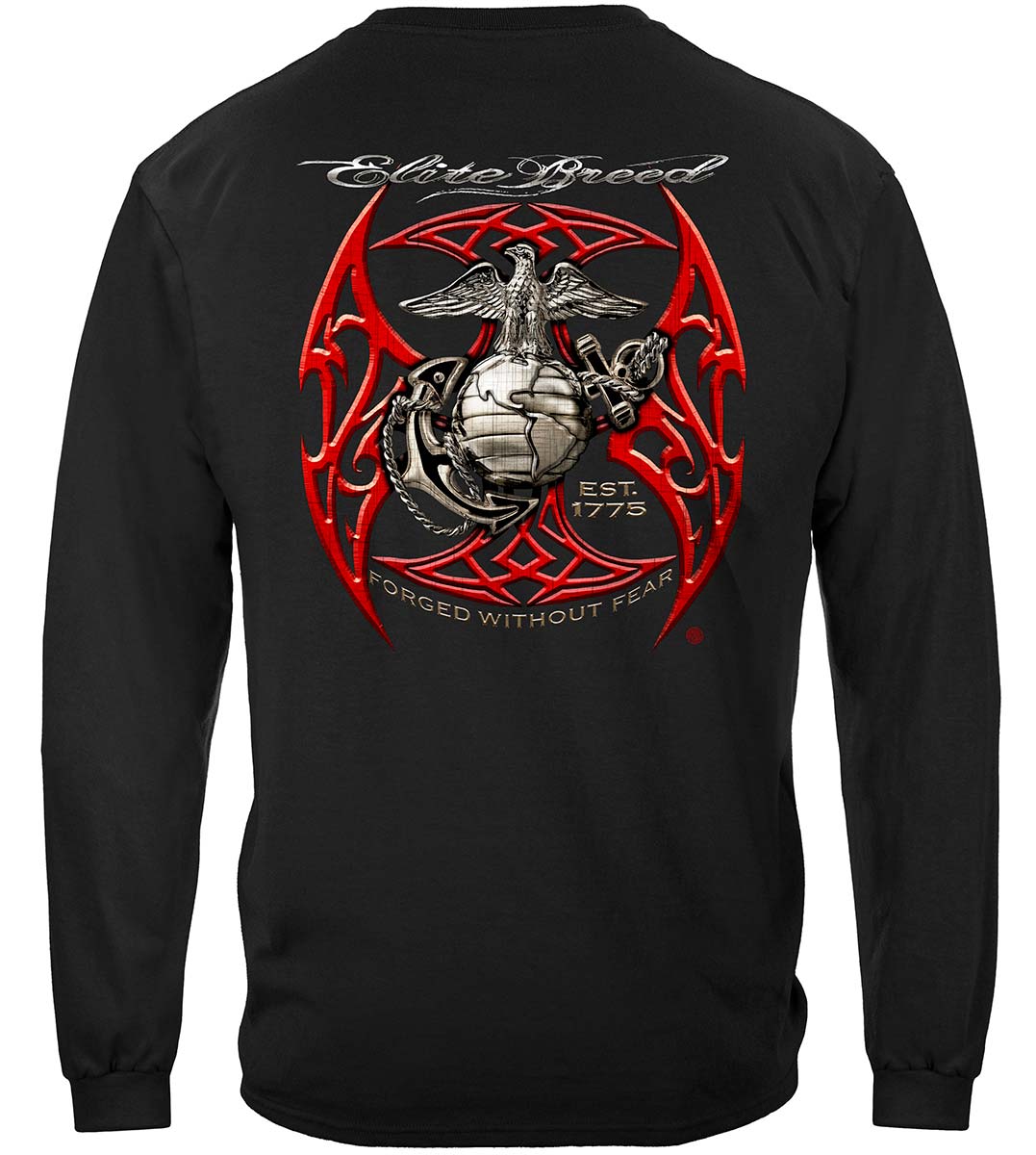 Elite Breed USMC Red Blades Silver Foil Long Sleeve Shirt - back view