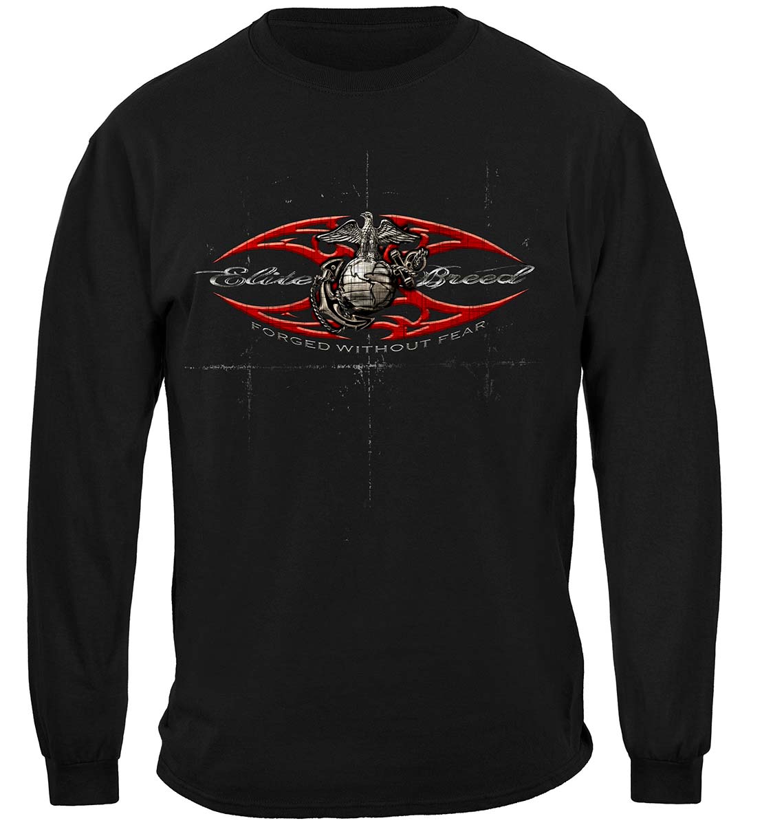 Elite Breed USMC Red Blades Silver Foil Long Sleeve Shirt - front view