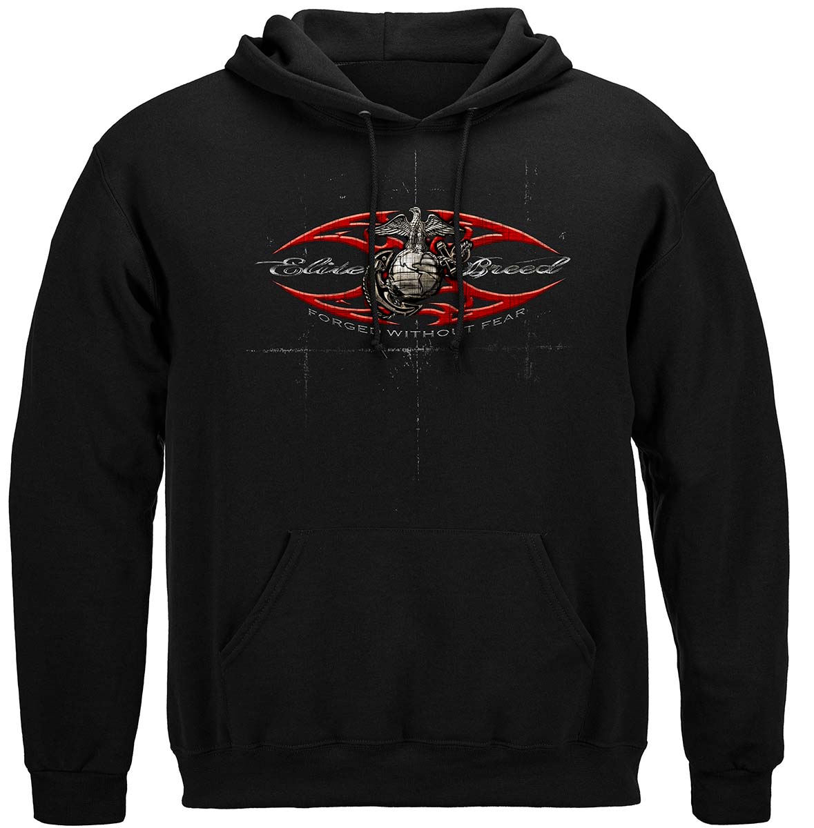 Elite Breed USMC Red Blades Silver Foil Hoodie - front view