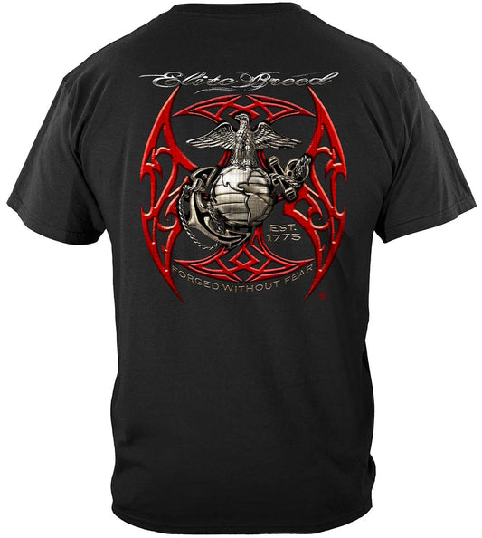 Elite Breed USMC Red Blades Silver Foil T-Shirt - back view