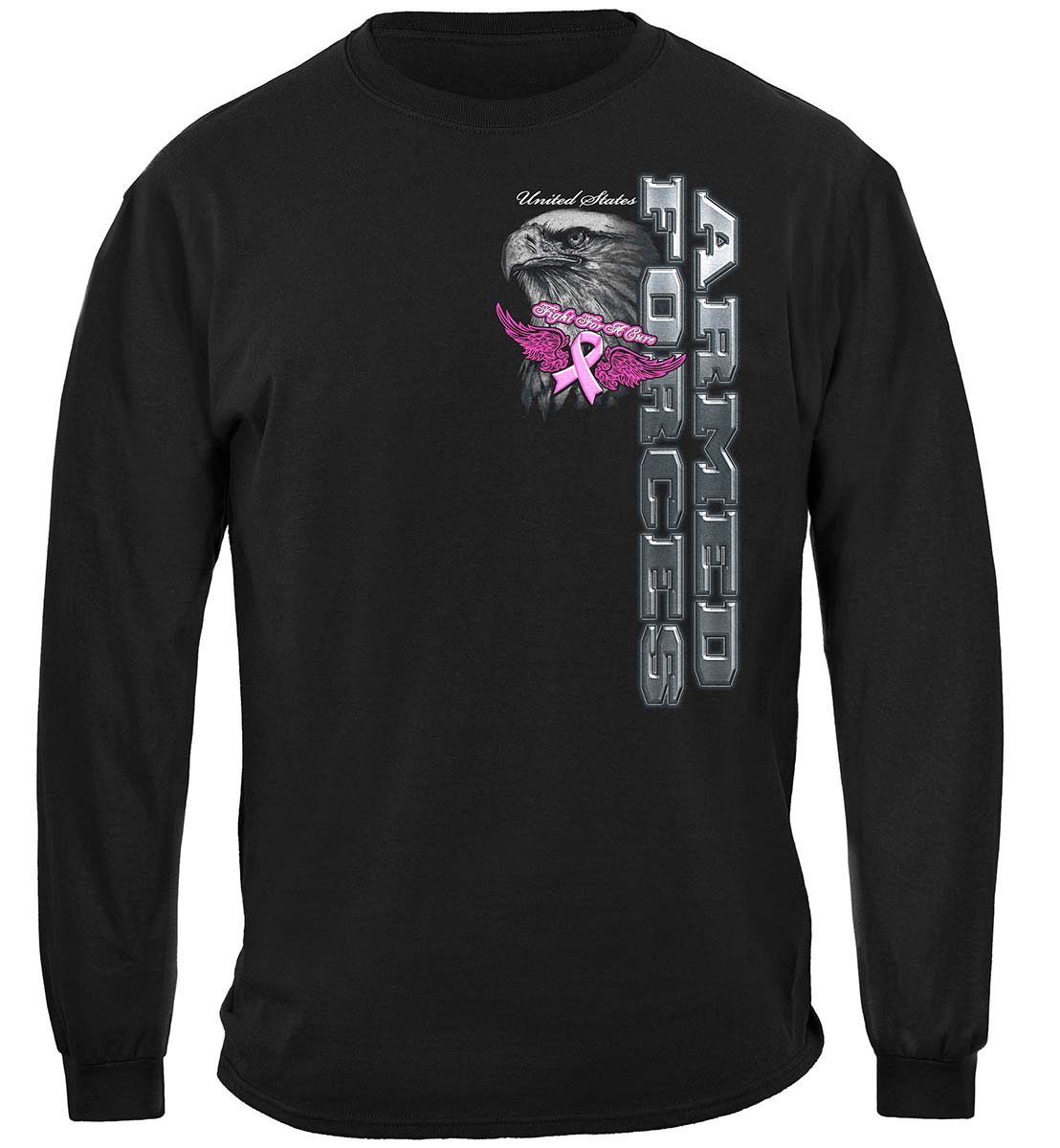 Elite Breed Armed Forces Fight Cancer Long Sleeve Shirt - front view