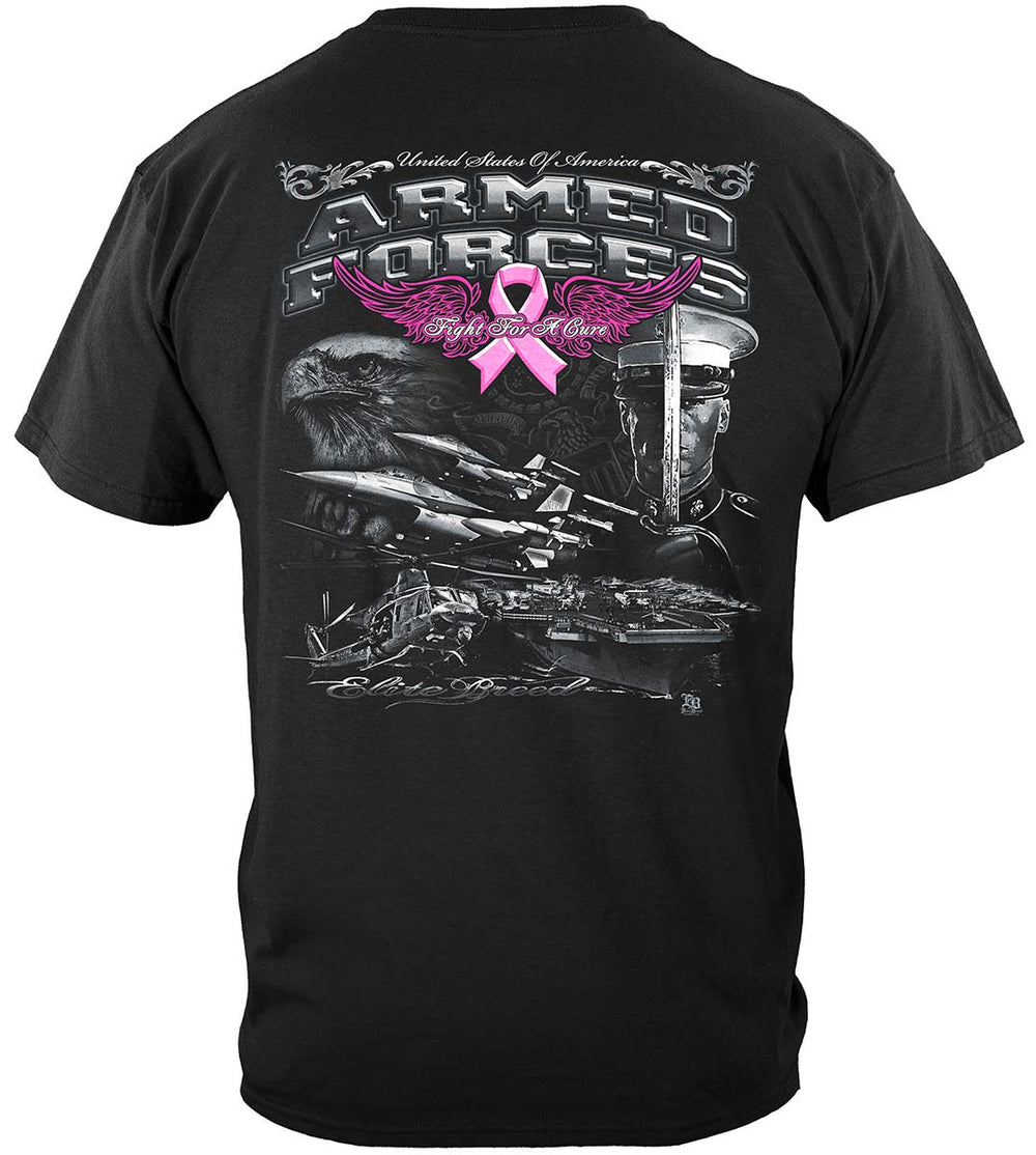 Elite Breed Armed Forces Fight Cancer T-Shirt - back view
