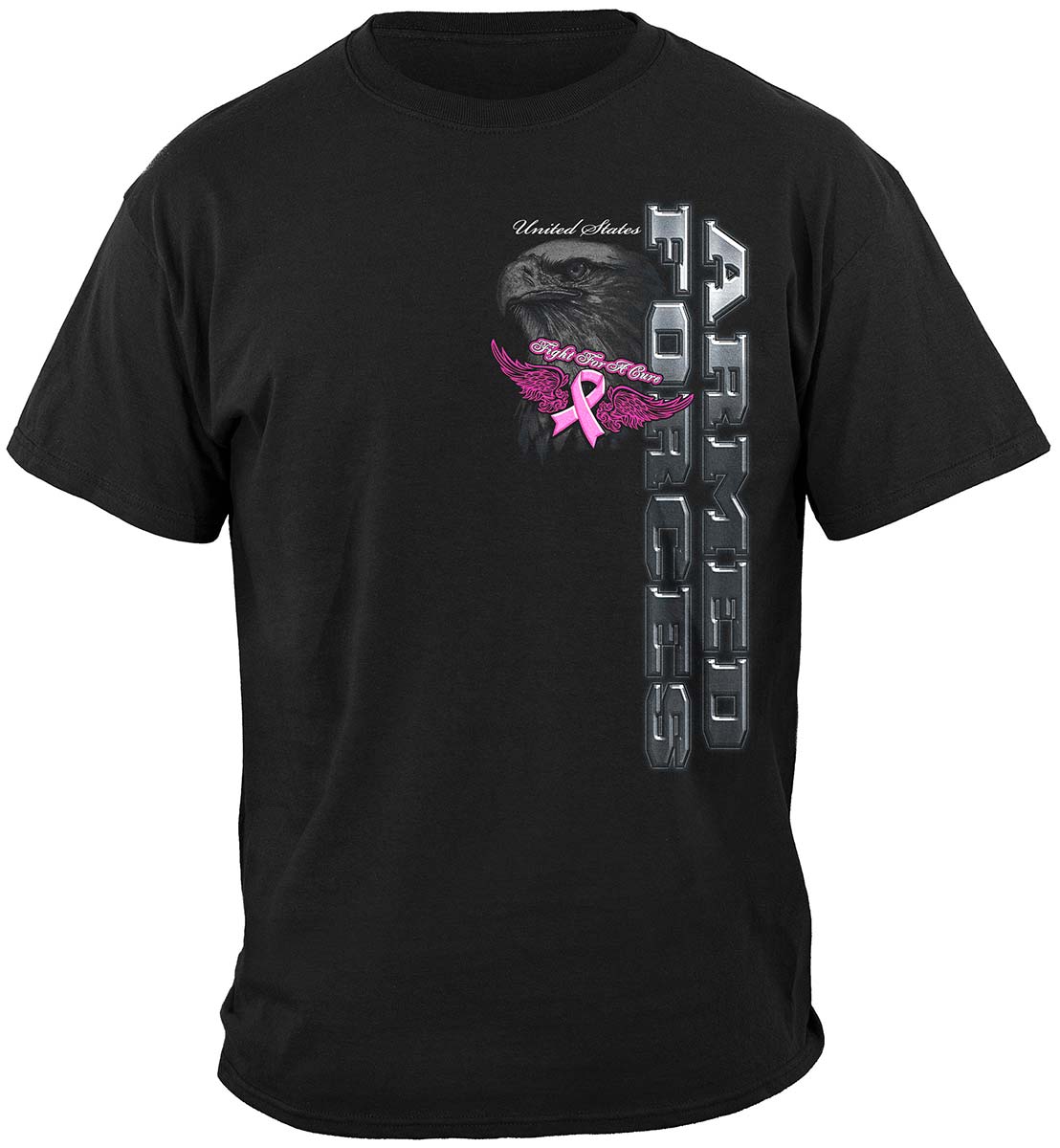 Elite Breed Armed Forces Fight Cancer T-Shirt - front view
