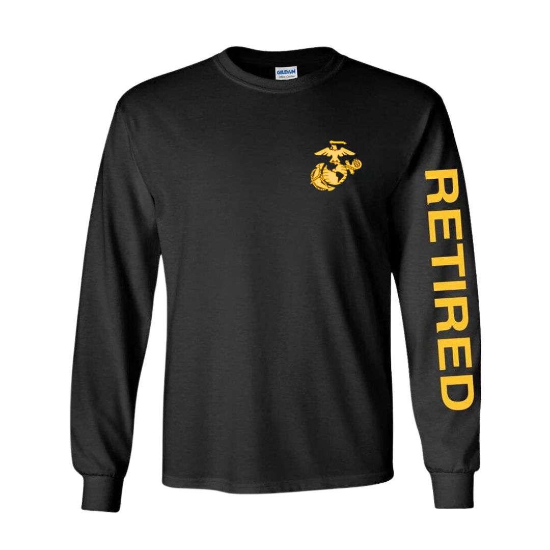 U.S. Marines Retired Sport Long Sleeve Shirt -Black