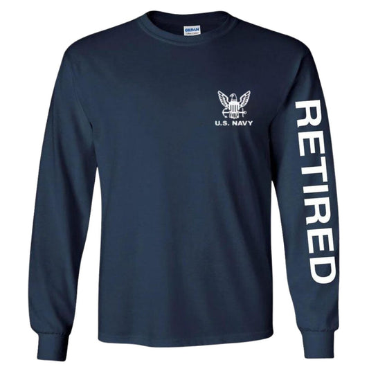 U.S. Navy Retired Sport Long Sleeve Shirt -Navy Blue