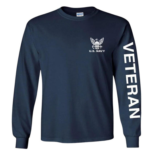 U.S. Navy Veteran Sport Long Sleeve Shirt -Navy Blue