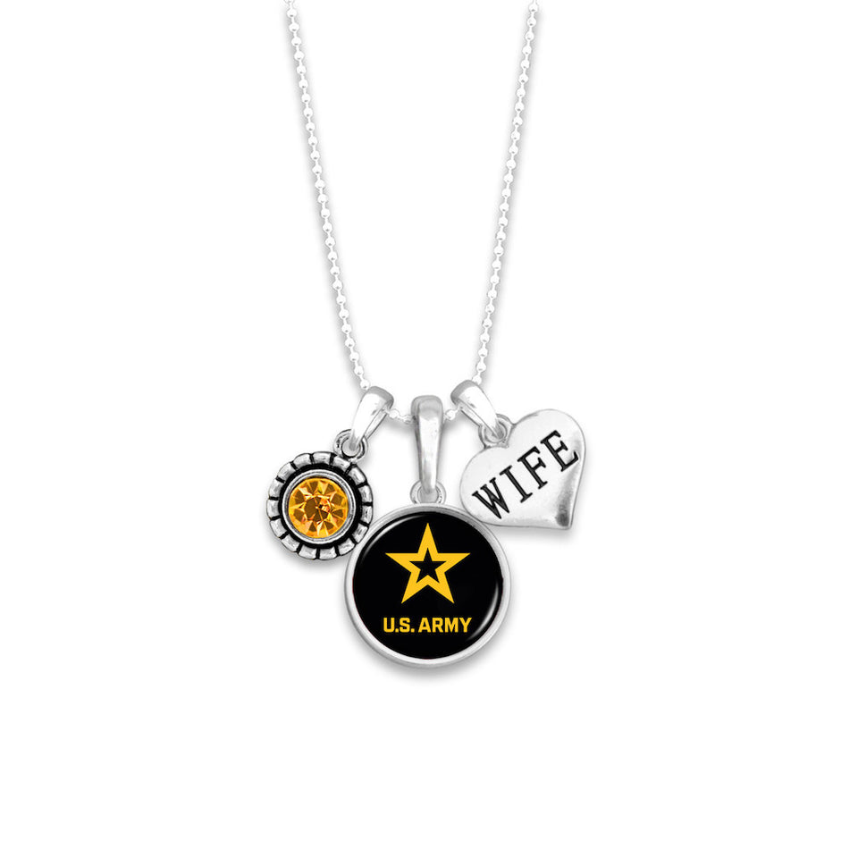 Custom U.S. Army 3 Charm Necklace for Wife