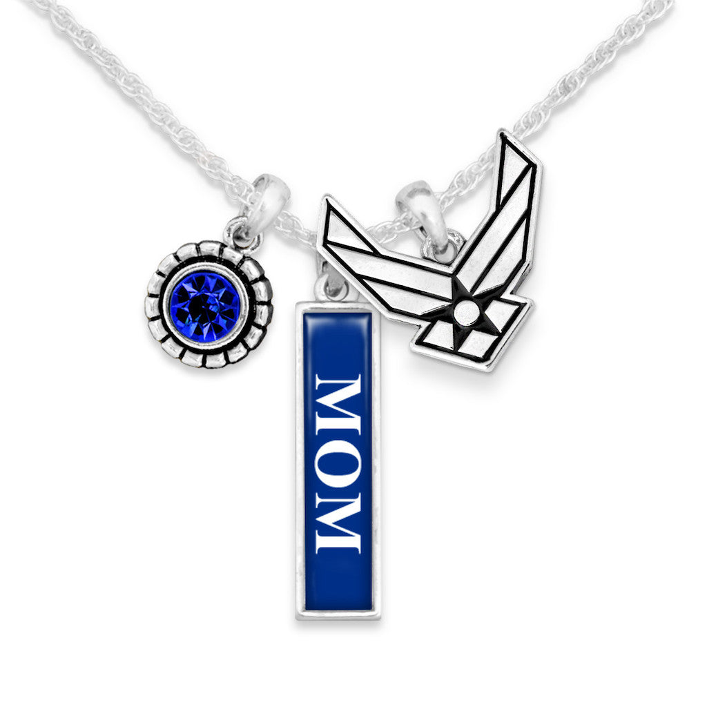U.S. Air Force® Necklace- Triple Charm- Vertical MOM Charm