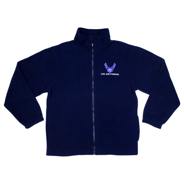 US Air Force Blue Fleece Zipup Jacket Made in the USA Military Republic