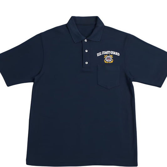 US Coast Guard Blue Pocket Golf Shirt