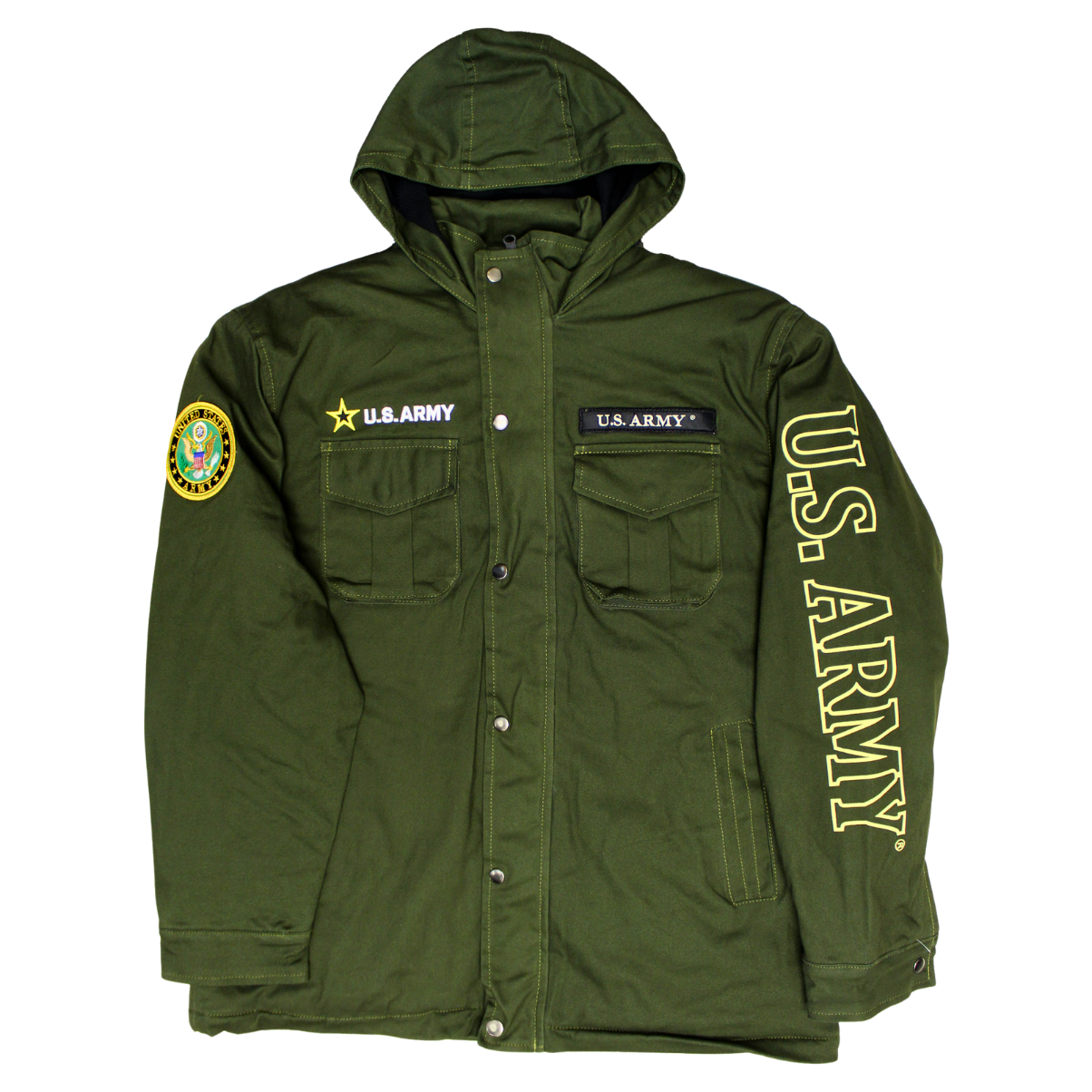 U.S. ARMY Hooded Military Green Canvas Jacket