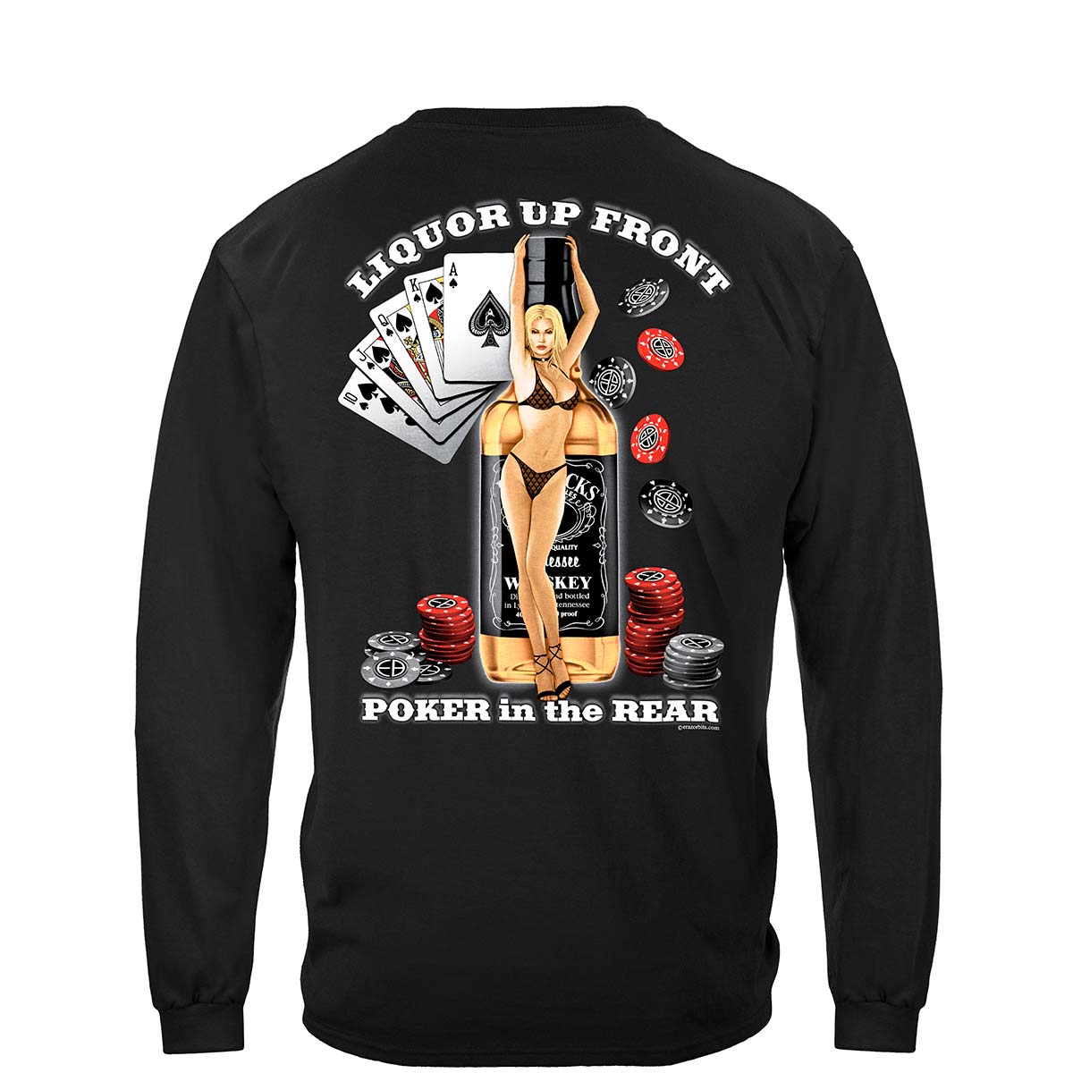 Liquor Up Front Poker in the Rear Classic Long Sleeve Shirt - back view