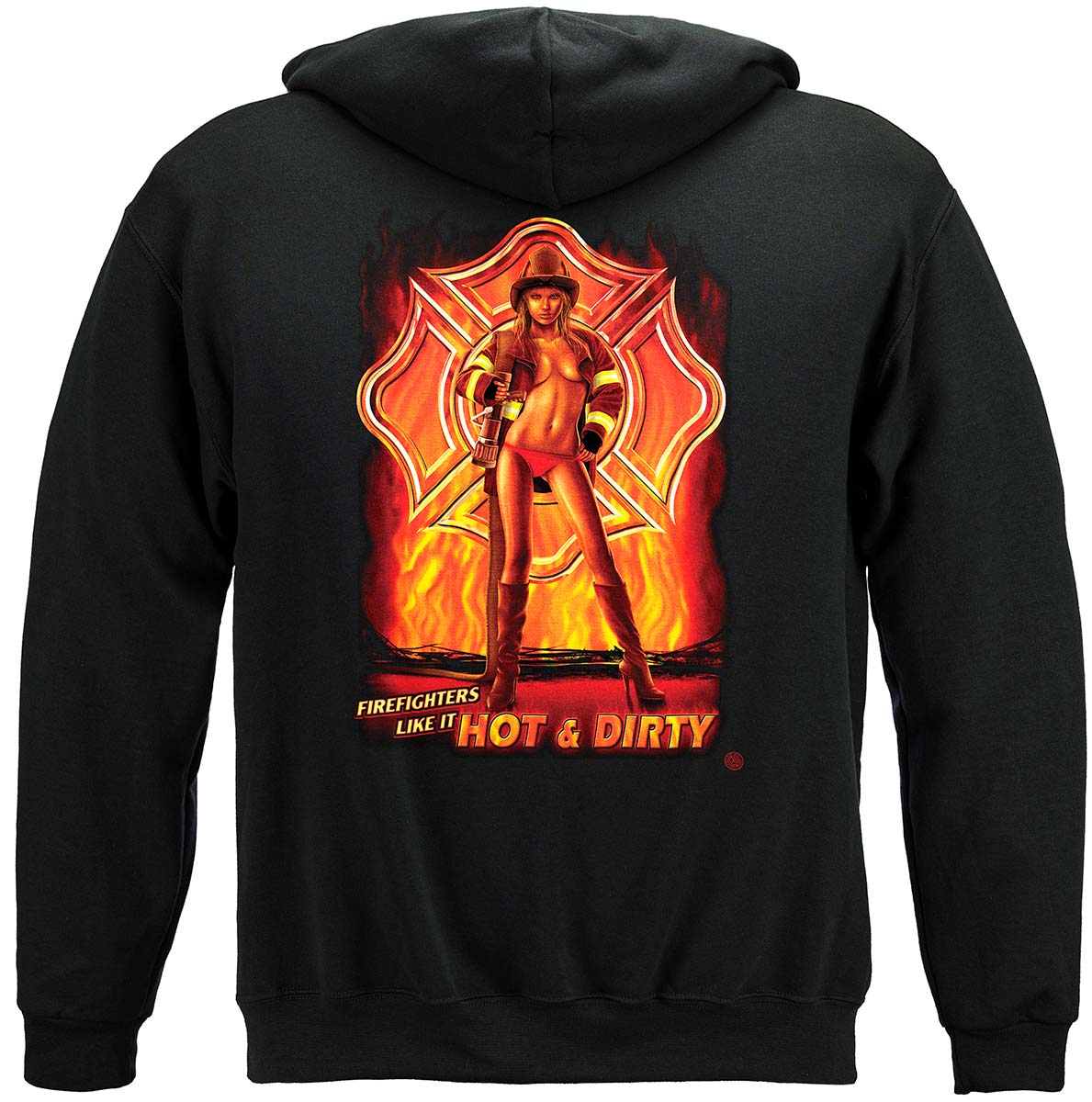 Hot and Dirty Firefighter Hoodie - back view