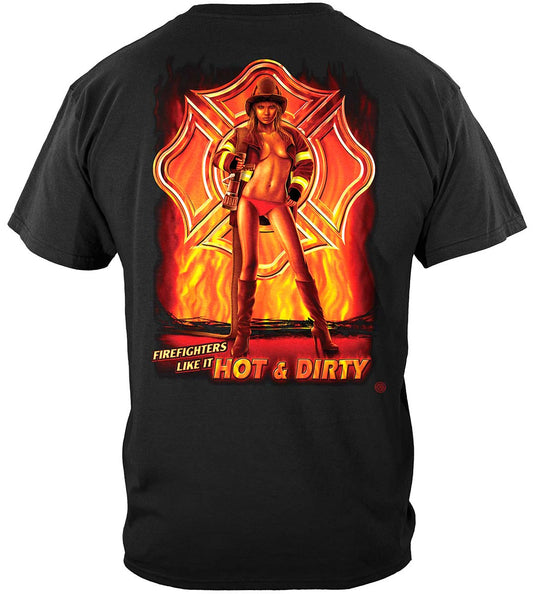 Hot and Dirty Firefighter T-Shirt - back view