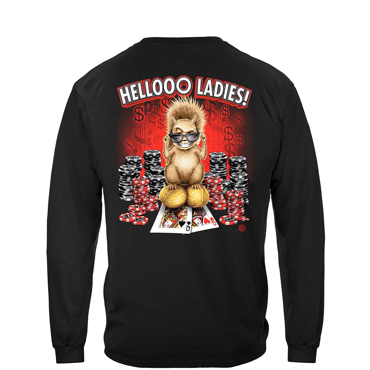 Hello Ladies Poker Long Sleeve Shirt - back view