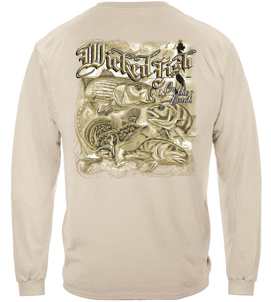 Wicked Fish On the Beach Long Sleeve Shirt - back view