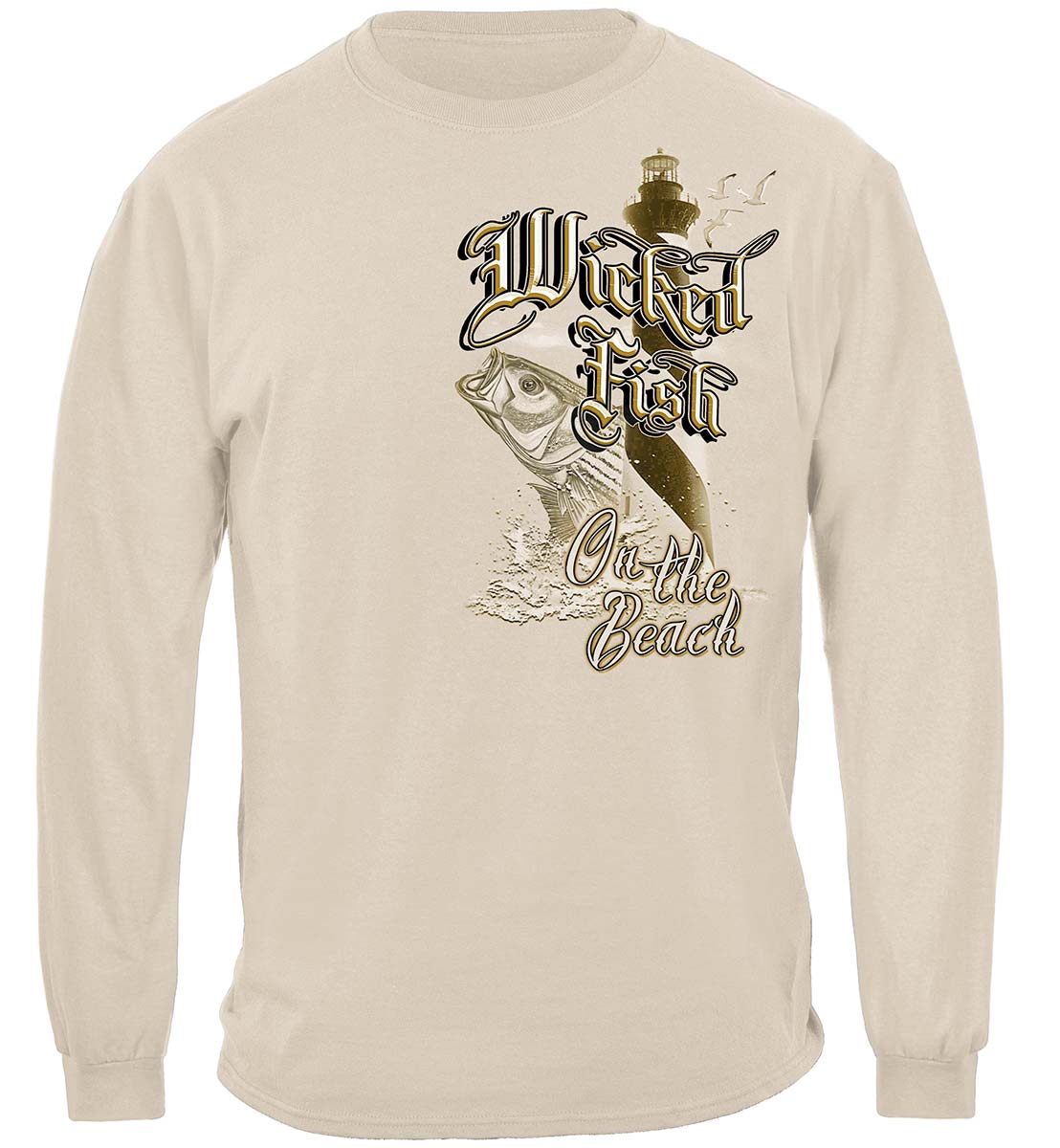 Wicked Fish On the Beach Long Sleeve Shirt - front view