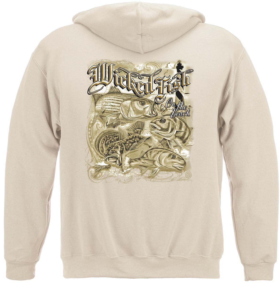 Wicked Fish On the Beach Hoodie - back view