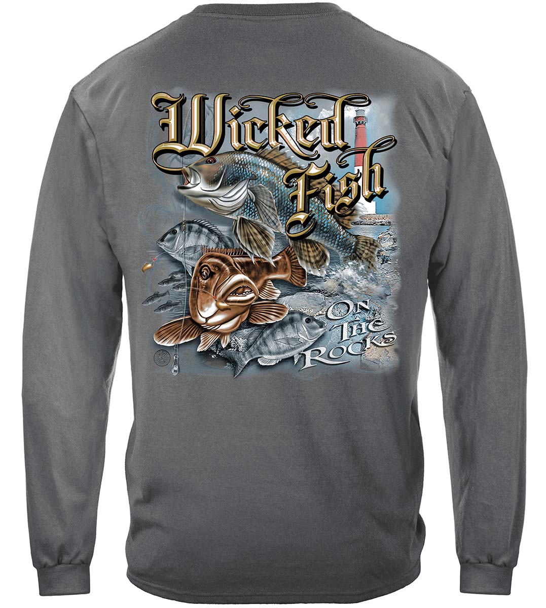 Wicked Fish On the Rocks Long Sleeve Shirt - back view