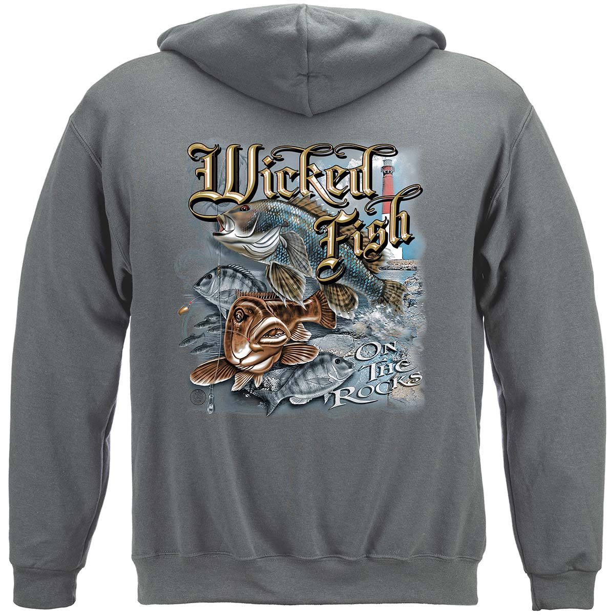 Wicked Fish On the Rocks Hoodie - back view