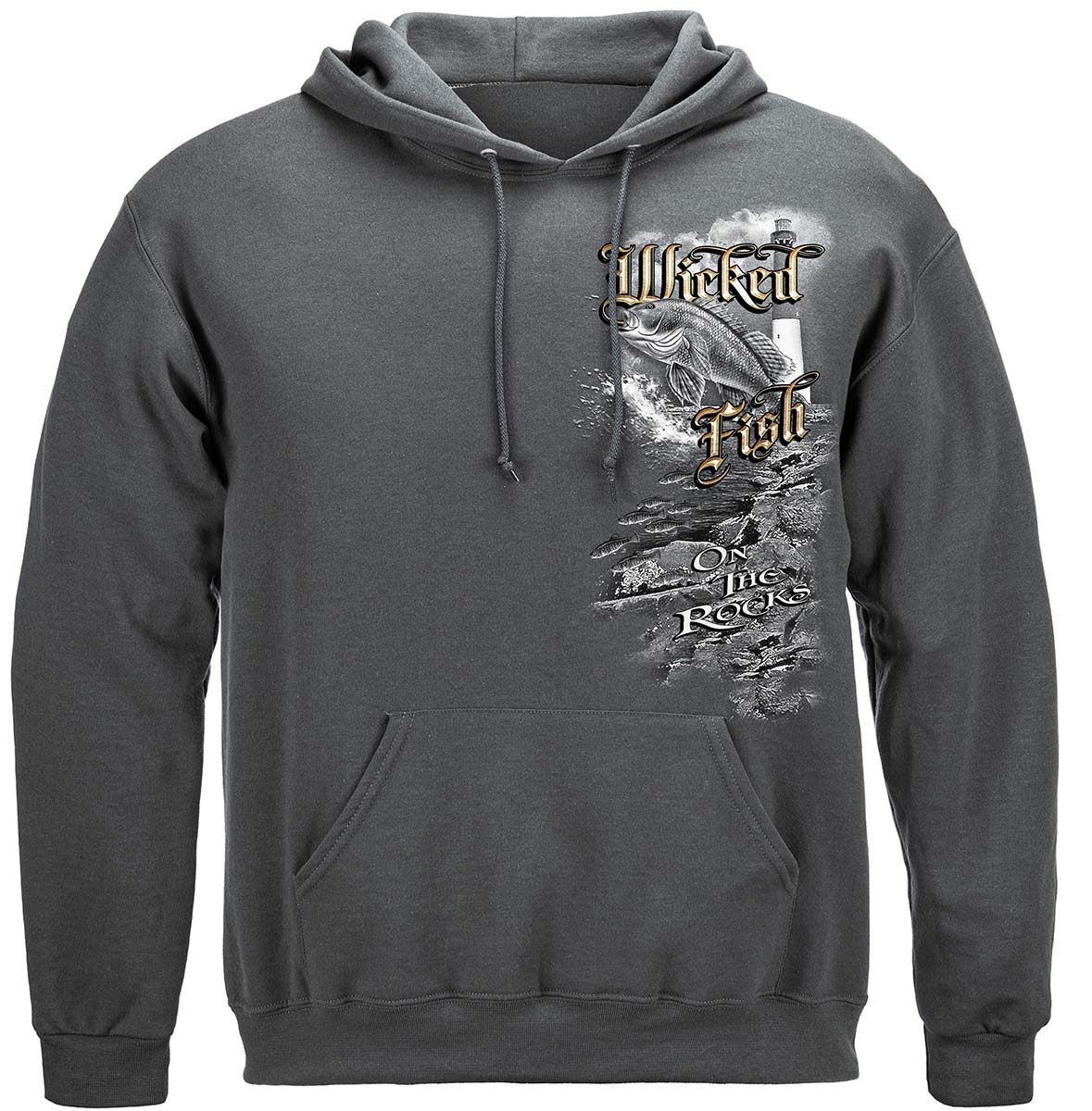Wicked Fish On the Rocks Hoodie - front view