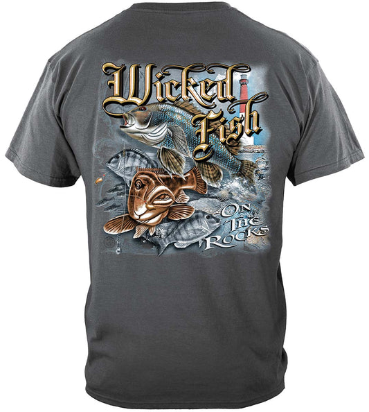 Wicked Fish On the Rocks T-Shirt - back view